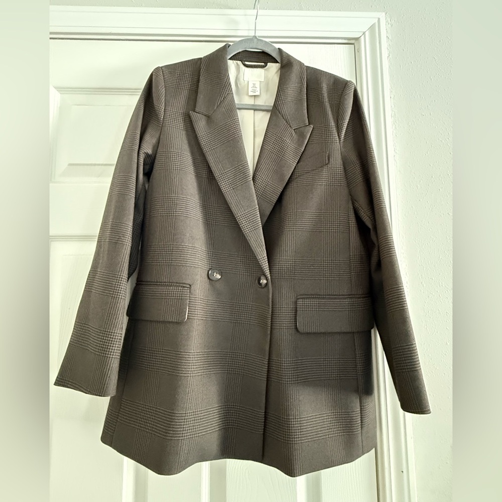 H&M Gray Plaid Blazer
